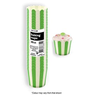 BAKING CUPS | STRIPES | LIME GREEN | 25 PACK