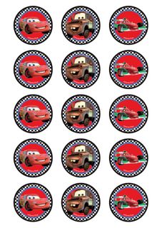 DISNEY CARS - 2 INCH/5CM CUPCAKE IMAGE SHEET - 15 PER SHEET