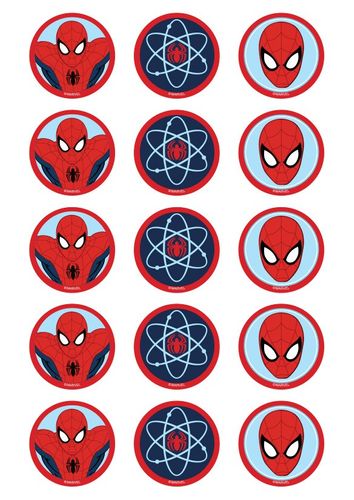 SPIDERMAN - 2 INCH/5CM CUPCAKE IMAGE SHEET - 15 PER SHEET