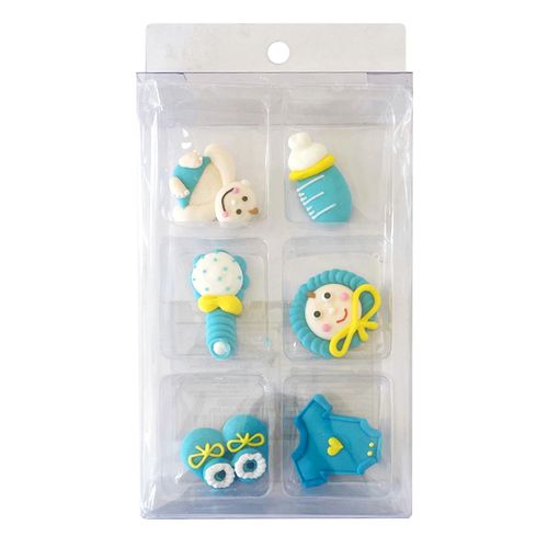 CHRISTENING ASSORTMENT BABY BLUE | SUGAR DECORATIONS | 6 PIECE PACK - BB 12/23