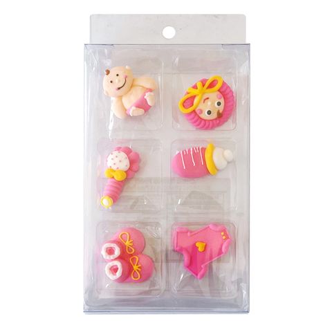 CHRISTENING ASSORTMENT BABY PINK | SUGAR DECORATIONS | 6 PIECE PACK - BB 30/12/25