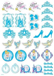 DISNEY PRINCESS - CINDERELLA ICONS SHEET A4 EDIBLE IMAGE