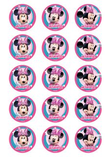 MINNIE MOUSE - 2 INCH/5CM CUPCAKE IMAGE SHEET - 15 PER SHEET