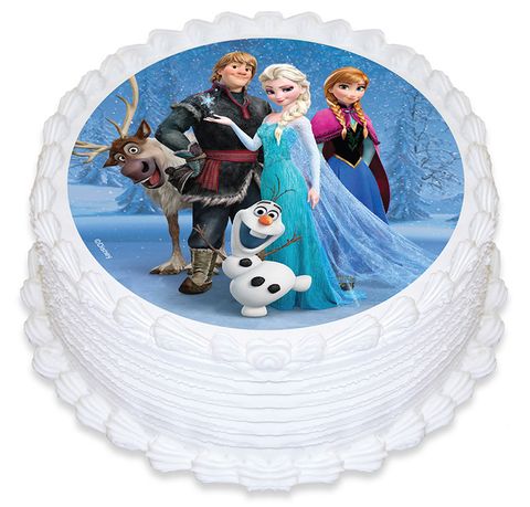 DISNEY FROZEN - GROUP ROUND EDIBLE ICING IMAGE - 6.3 INCH / 16CM