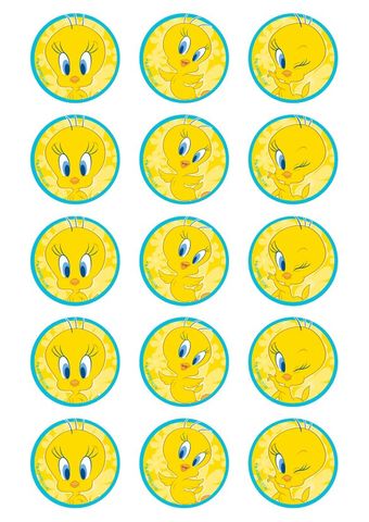 TWEETY - 2 INCH/5CM CUPCAKE IMAGE SHEET - 15 PER SHEET