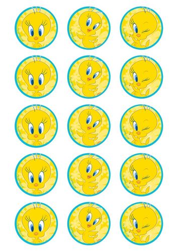 TWEETY - 2 INCH/5CM CUPCAKE IMAGE SHEET - 15 PER SHEET