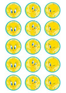 TWEETY - 2 INCH/5CM CUPCAKE IMAGE SHEET - 15 PER SHEET