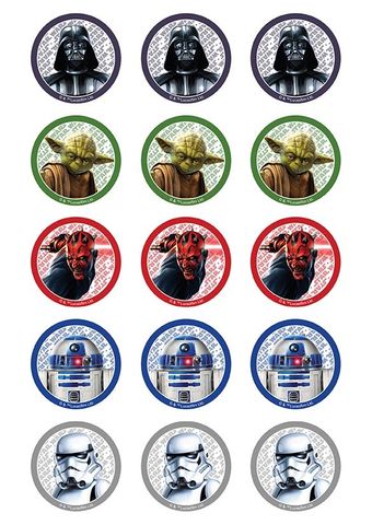 STAR WARS 2 INCH/5CM CUPCAKE IMAGE SHEET - 15 PER SHEET