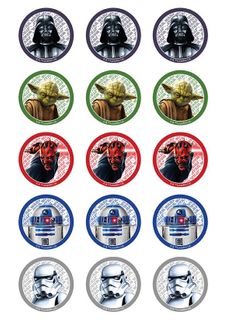 STAR WARS 2 INCH/5CM CUPCAKE IMAGE SHEET - 15 PER SHEET