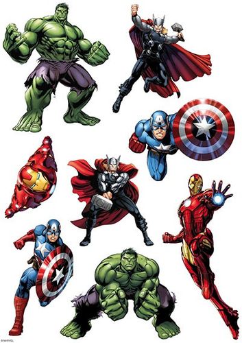 AVENGERS - HULK, THOR, IRON MAN ETC CHARACTER SHEET A4 EDIBLE IMAGE