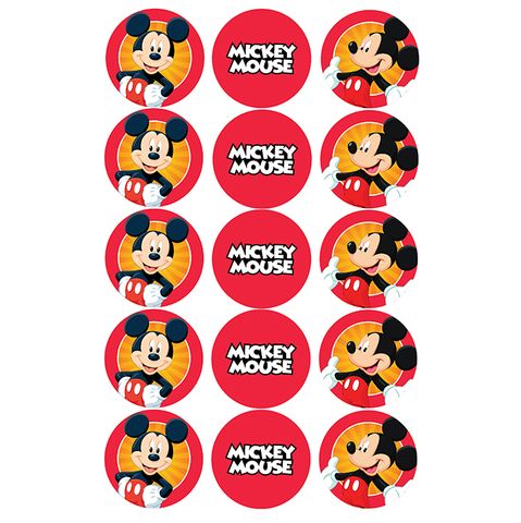 MICKEY MOUSE - 2 INCH/5CM CUPCAKE IMAGE SHEET - 15 PER SHEET