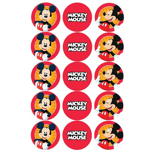 MICKEY MOUSE - 2 INCH/5CM CUPCAKE IMAGE SHEET - 15 PER SHEET