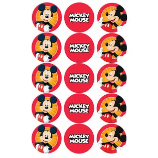 MICKEY MOUSE - 2 INCH/5CM CUPCAKE IMAGE SHEET - 15 PER SHEET