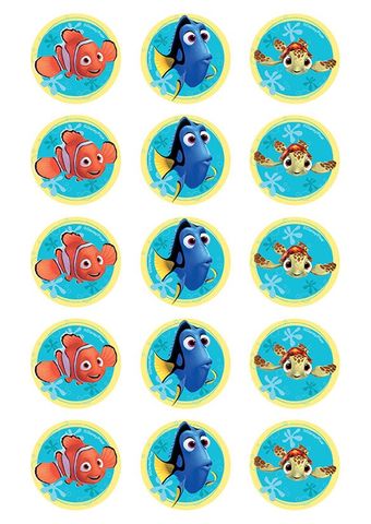 FINDING NEMO 2 INCH/5CM CUPCAKE IMAGE SHEET - 15 PER SHEET