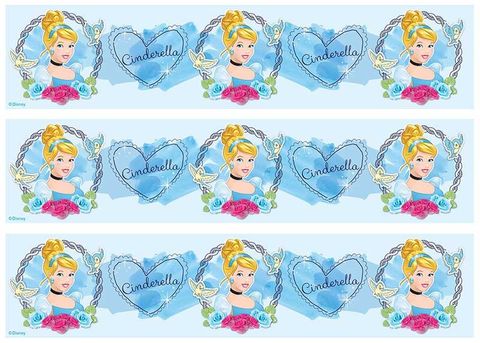 DISNEY PRINCESS - CINDERELLA CAKE STRIPS A4 EDIBLE IMAGE