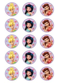 DISNEY FAIRIES - 2 INCH/5CM CUPCAKE IMAGE SHEET - 15 PER SHEET