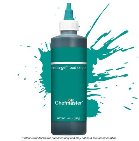 CHEFMASTER | TEAL GREEN | LIQUA-GEL FOOD COLOUR | 10.5 OZ/298 GRAMS - BB 09/01/26