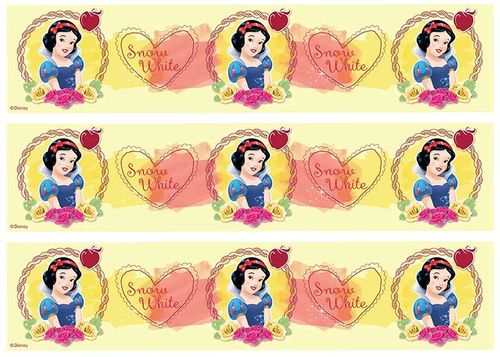 DISNEY PRINCESS - SNOW WHITE CAKE STRIPS SHEET - 3 STRIPS PER SHEET A4 EDIBLE IMAGE