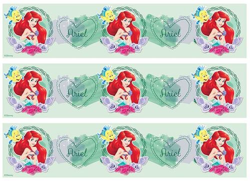 DISNEY PRINCESS - ARIEL MERMAID CAKE STRIPS A4 EDIBLE IMAGE