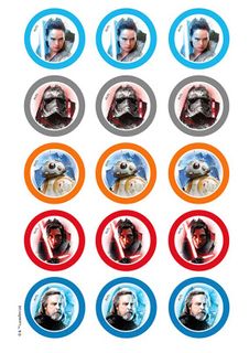 STAR WARS | EPISODE VIII | 2 INCH/5CM CUPCAKE IMAGE SHEET | 15 PER SHEET