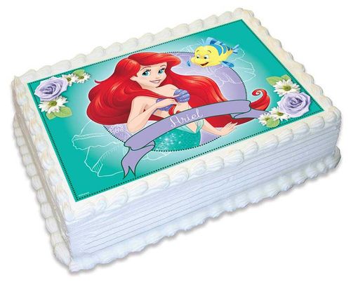 DISNEY PRINCESS - ARIEL LITTLE MERMAID & FLOUNDER A4 | EDIBLE IMAGE