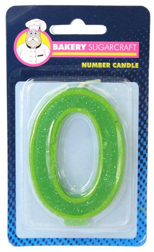 GLITTER NUMERAL CANDLE - 0 (12)