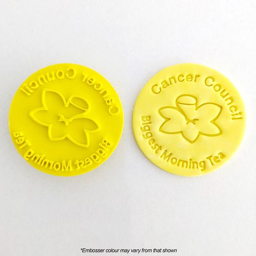 CANCER COUNCIL BIGGEST MORNING TEA WITH FLOWER | EMBOSSER