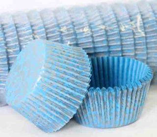 700 BAKING CUPS - BLUE/SILVER HIGH TEA - 500 PIECE PACK