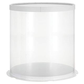 CLEAR TUBE CAKE BOX | 10X10X13 INCH | WHITE LID & BASE