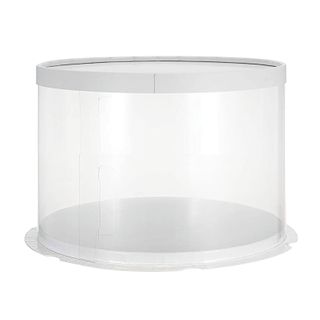 CLEAR TUBE CAKE BOX | 10X10X9 INCH | WHITE LID & BASE