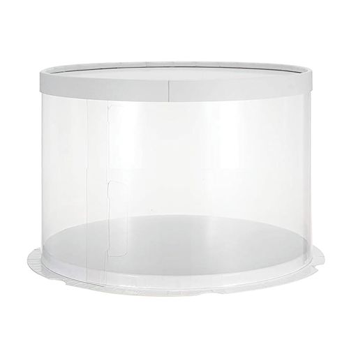 CLEAR TUBE CAKE BOX | 10X10X9 INCH | WHITE LID & BASE