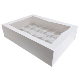 DISPLAY CUPCAKE BOX | 24 HOLES | STANDARD | 4 INCH HIGH | WHITE | PE COATED MILK CARTON