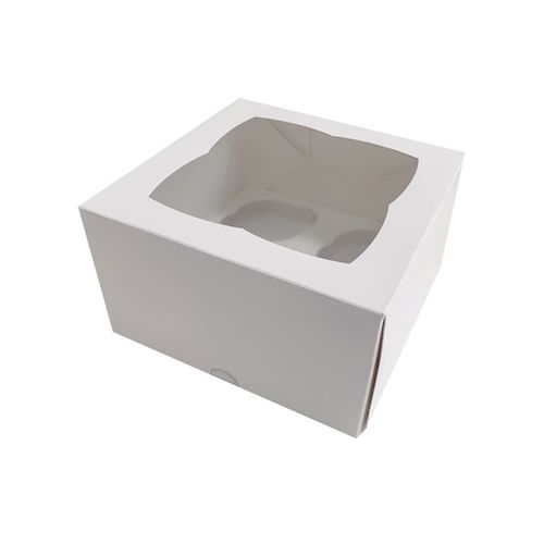 DISPLAY CUPCAKE BOX | 4 HOLES | STANDARD | 4 INCH HIGH | WHITE | PE COATED MILK CARTON