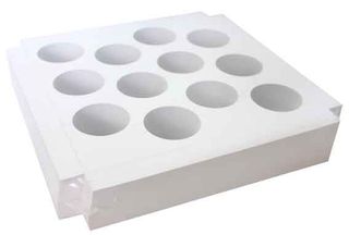 10X10X4 INCH CAKE BOX CUPCAKE TRAY INSERT | 12 HOLE | PE COATED MILK CARTON