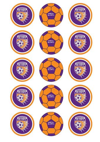 A-LEAGUE PERTH GLORY FC 2 INCH/5CM CUPCAKE IMAGE SHEET - 15 PER SHEET