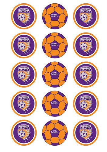 A-LEAGUE PERTH GLORY FC 2 INCH/5CM CUPCAKE IMAGE SHEET - 15 PER SHEET