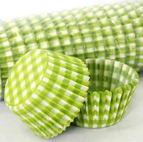 700 BAKING CUPS - LIME GREEN GINGHAM - 500 PIECE PACK