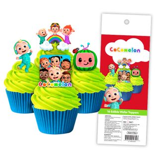 COCOMELON | EDIBLE WAFER CUPCAKE TOPPERS | 16 PIECE PACK - BB 01/25
