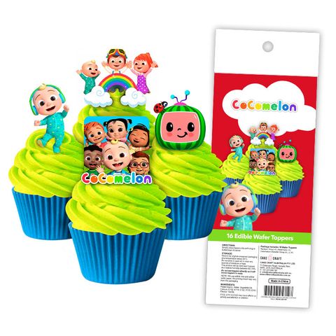 COCOMELON | EDIBLE WAFER CUPCAKE TOPPERS | 16 PIECE PACK - BB 06/25