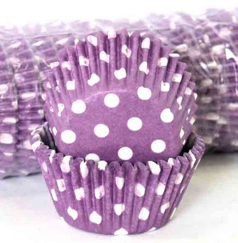 408 BAKING CUPS - PURPLE POLKA DOTS - 500 PIECE PACK