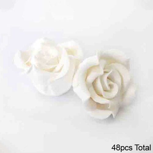 SMALL CLASSIC ROSE WHITE | SUGAR FLOWERS | BOX OF 48 - BB 12/24