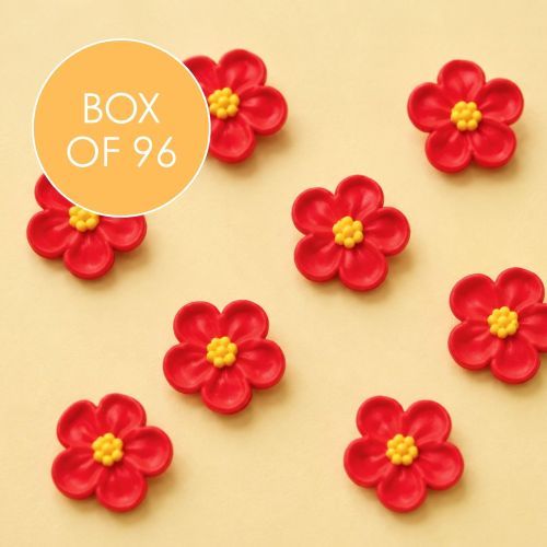 LARGE 5 PETAL SUGAR FLOWERS RED | BOX OF 96 - BB 31/12/26