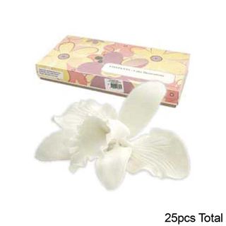 CATTLEYA ORCHID WHITE SMALL | SUGAR FLOWERS | BOX OF 25 - BB 12/24