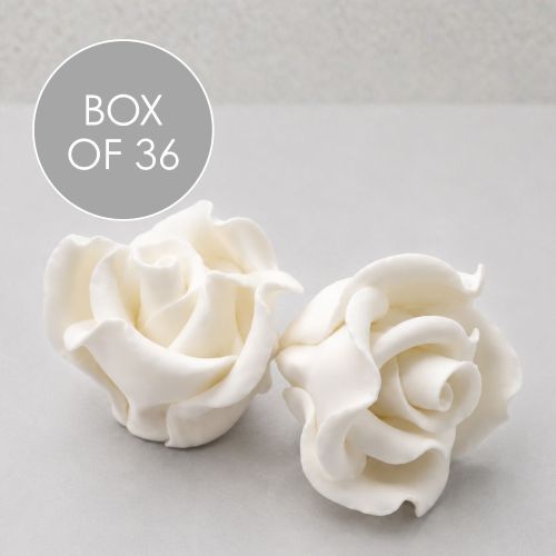 MEDIUM CLASSIC ROSE WHITE | SUGAR FLOWERS | BOX OF 36