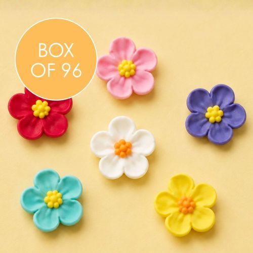 LARGE 5 PETAL SUGAR FLOWERS ASSORTED | BOX OF 96