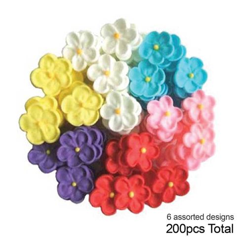 SMALL 5 PETAL SUGAR FLOWERS ASSORTED | BOX OF 200 - BB 12/24