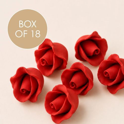 SINGLE ROSE SMALL RED | SUGAR FLOWERS | BOX OF 18