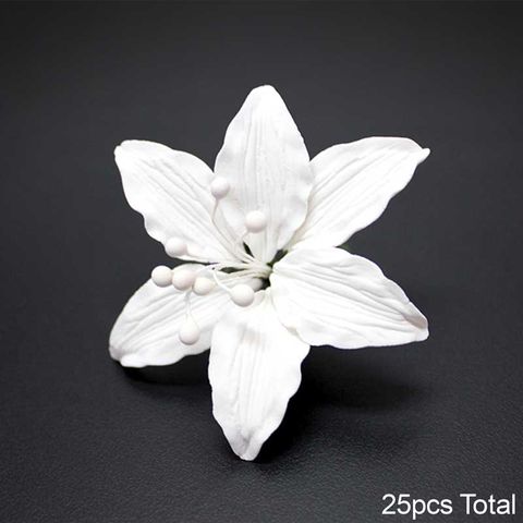 LILY SMALL WHITE | SUGAR FLOWERS | BOX OF 25 - BB 12/25