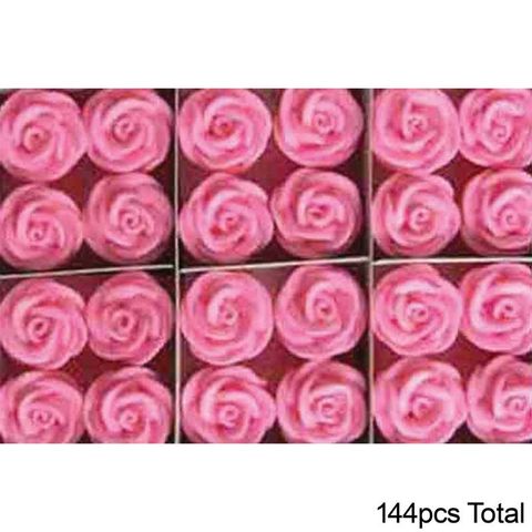 MEDIUM SWIRL ROSE SUGAR FLOWERS PINK | BOX OF 144 - BB 12/23