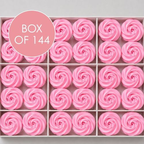 MEDIUM SWIRL ROSE SUGAR FLOWERS PINK | BOX OF 144 - BB 31/12/26